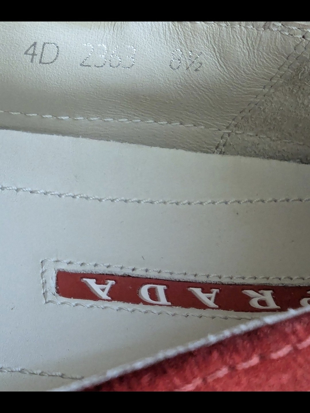 Prada Saint Tropez SuedeEspadrille Slip-On Sneakers in a burgundy or red color - Picture 8 of 8